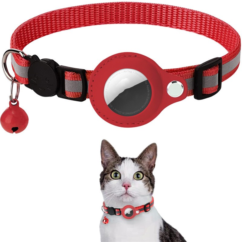 Reflective Pet Collar with Bell & AirTag Holder
