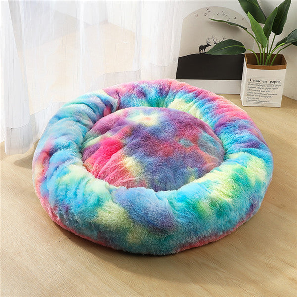 Calming Plush Donut Pet Bed for Small Dogs & Cats