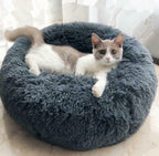 Calming Plush Donut Pet Bed for Small Dogs & Cats