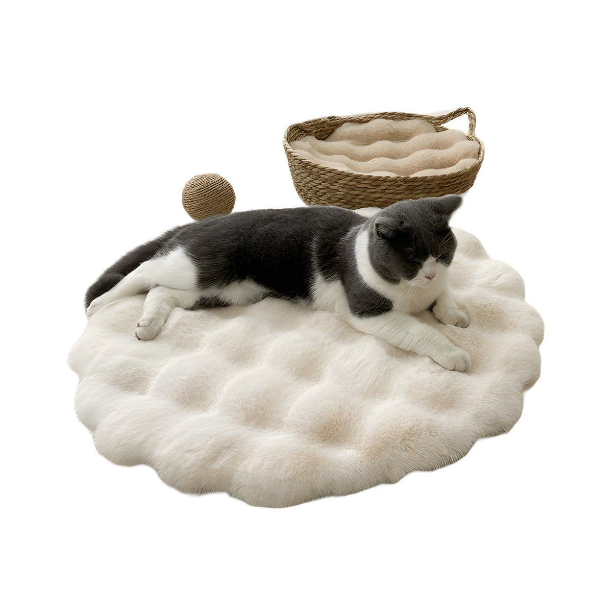 Plush Round Pet Sleeping Mat for Cats & Small Pets