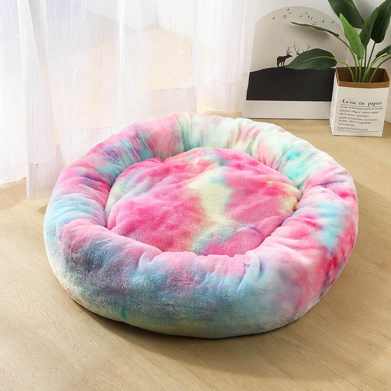 Calming Plush Donut Pet Bed for Small Dogs & Cats