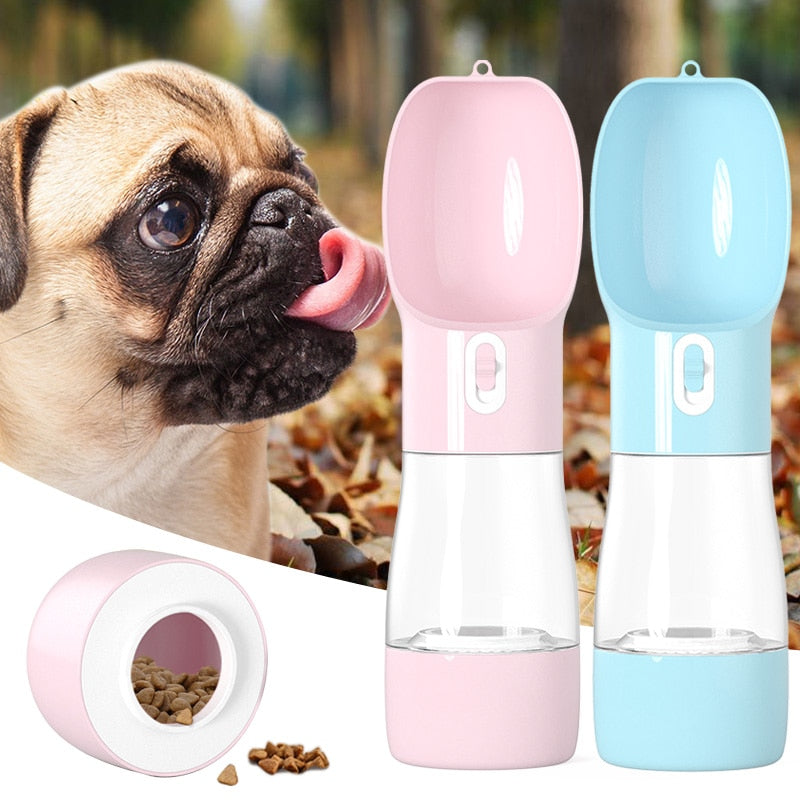 Portable Dog Water Bottle & Food Dispenser for Travel