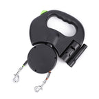 Retractable Dual Dog Leash with Reflective & LED Light Design