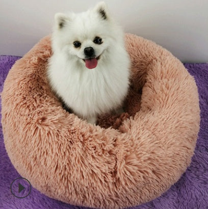 Calming Plush Donut Pet Bed for Small Dogs & Cats