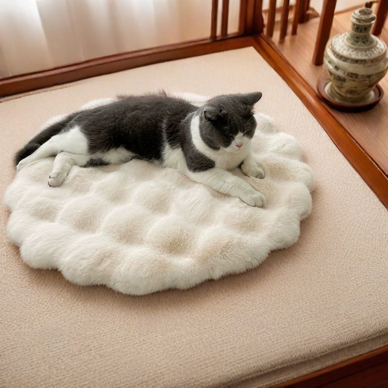Plush Round Pet Sleeping Mat for Cats & Small Pets