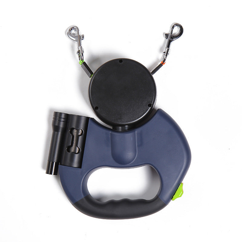 Retractable Dual Dog Leash with Reflective & LED Light Design