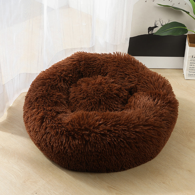 Calming Plush Donut Pet Bed for Small Dogs & Cats