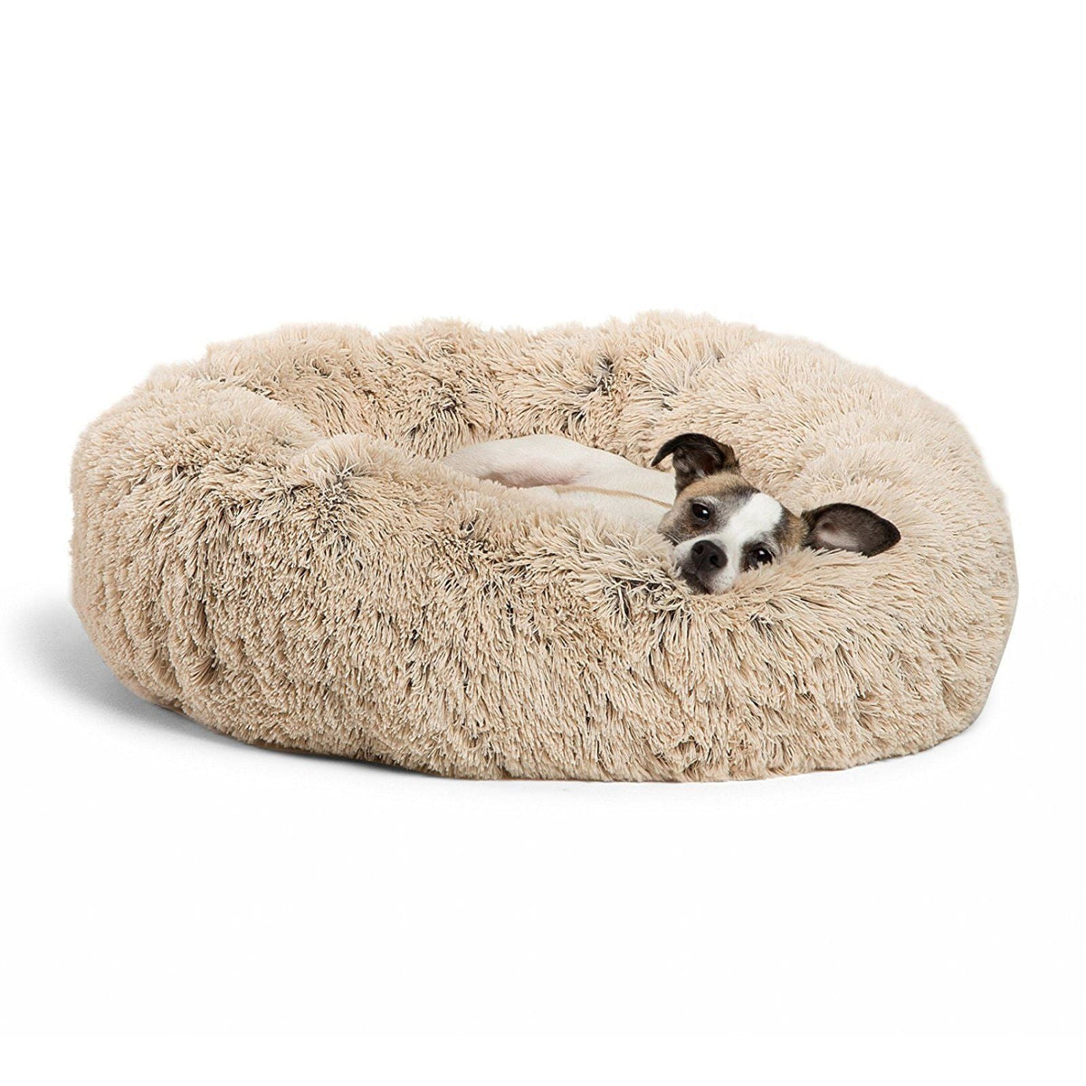 Calming Plush Donut Pet Bed for Small Dogs & Cats