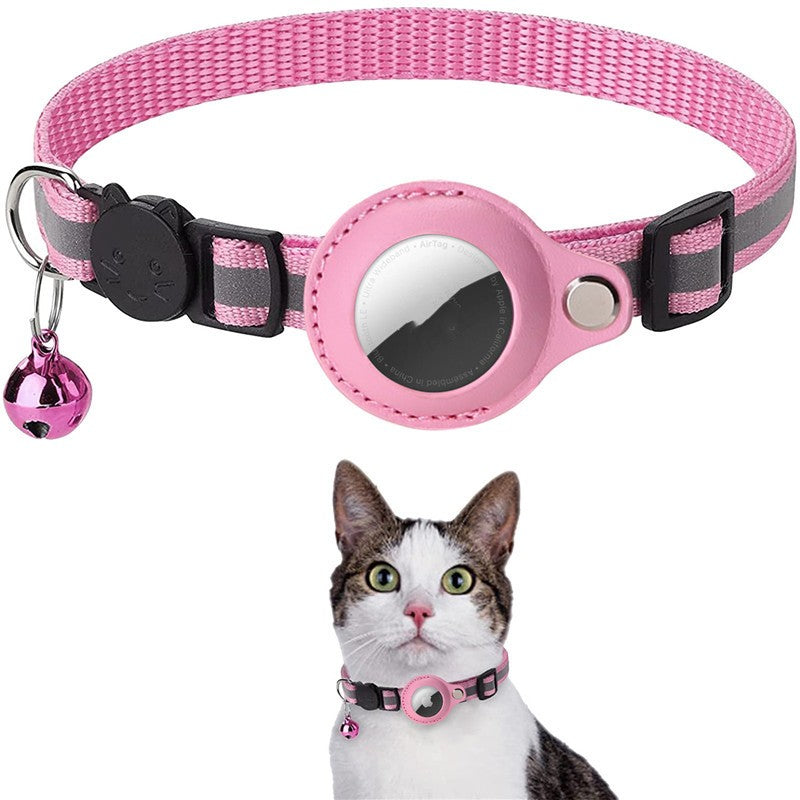 Reflective Pet Collar with Bell & AirTag Holder