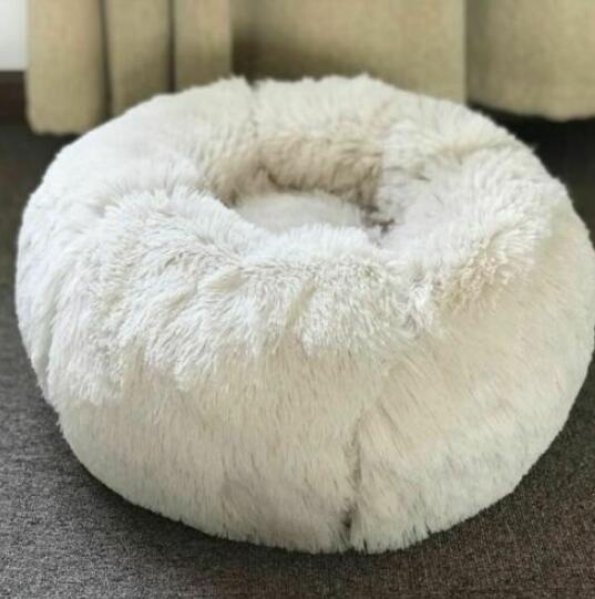 Calming Plush Donut Pet Bed for Small Dogs & Cats
