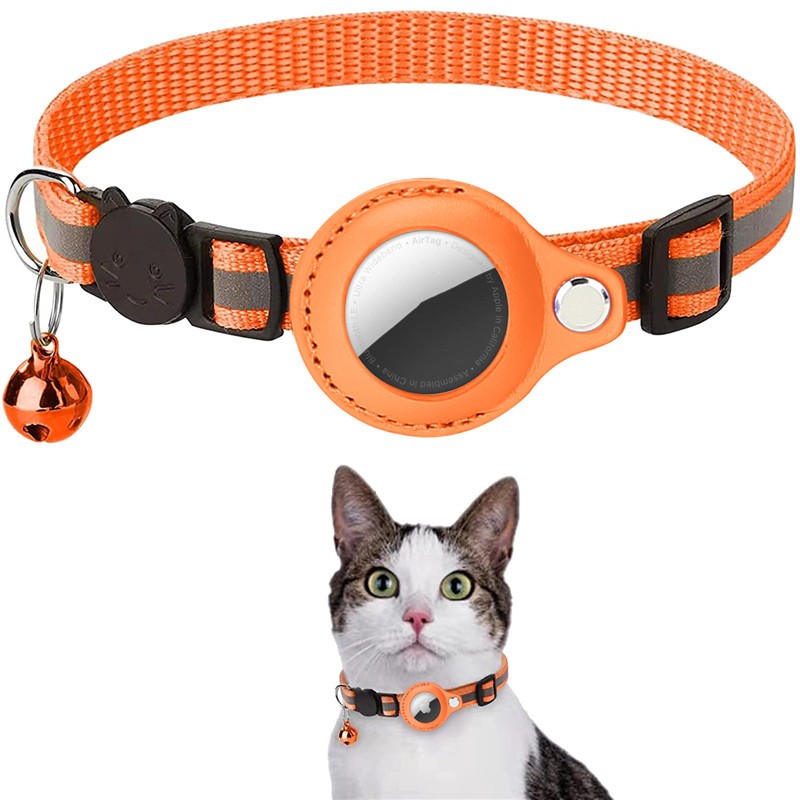 Reflective Pet Collar with Bell & AirTag Holder