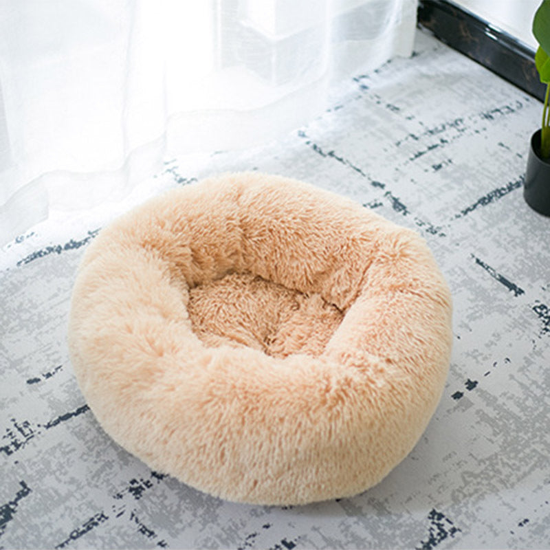 Calming Plush Donut Pet Bed for Small Dogs & Cats