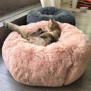 Calming Plush Donut Pet Bed for Small Dogs & Cats