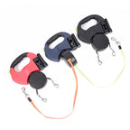Retractable Dual Dog Leash with Reflective & LED Light Design