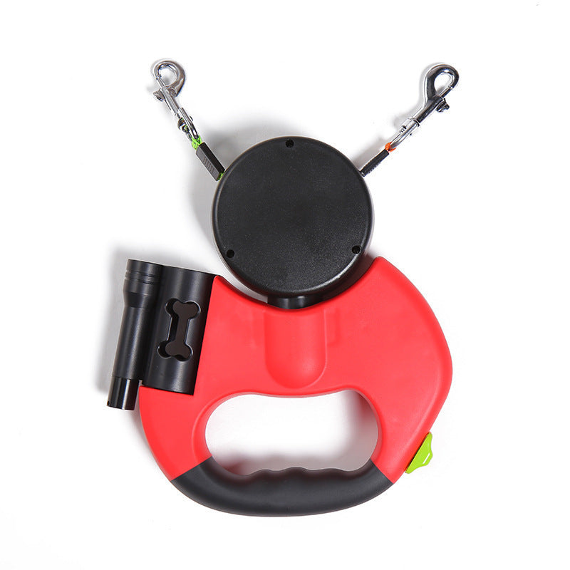 Retractable Dual Dog Leash with Reflective & LED Light Design