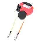 Retractable Dual Dog Leash with Reflective & LED Light Design