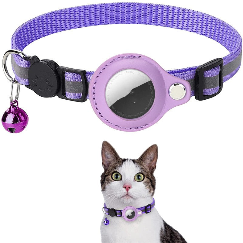 Reflective Pet Collar with Bell & AirTag Holder