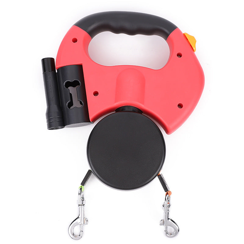 Retractable Dual Dog Leash with Reflective & LED Light Design