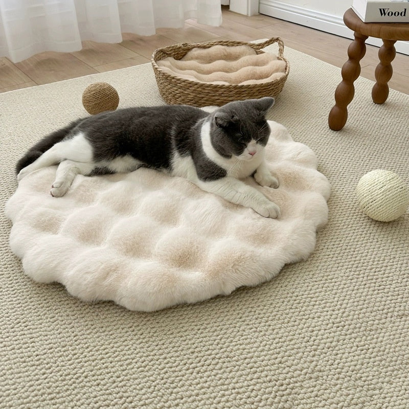 Plush Round Pet Sleeping Mat for Cats & Small Pets