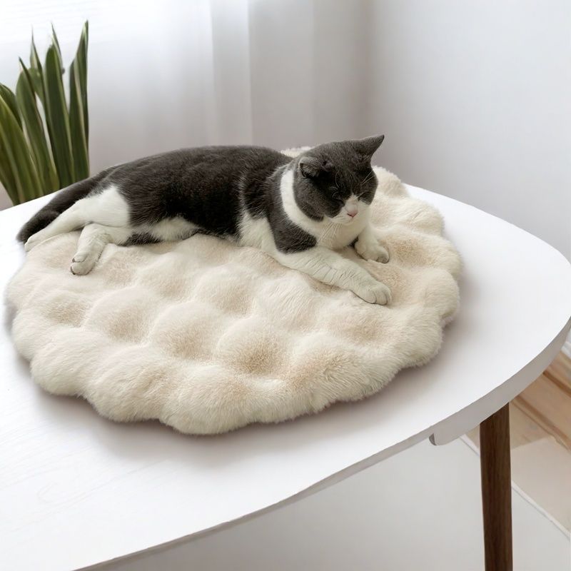 Plush Round Pet Sleeping Mat for Cats & Small Pets